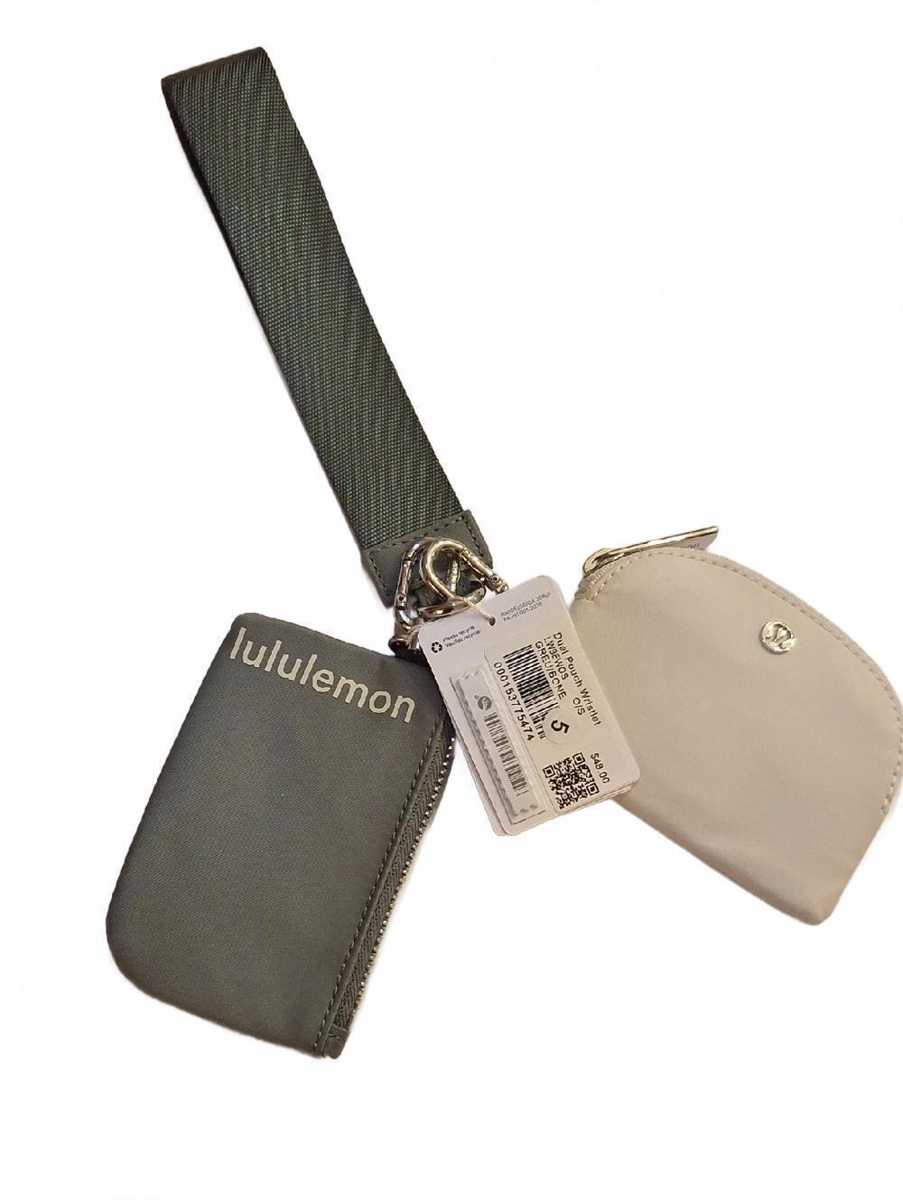 NWT Lululemon Dual Pouch Wristlet Greu/bone